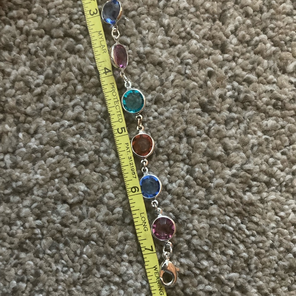 Gloria Vanderbilt Silver Necklace and matching bracelet Blue and Pink - Picture 5 of 8